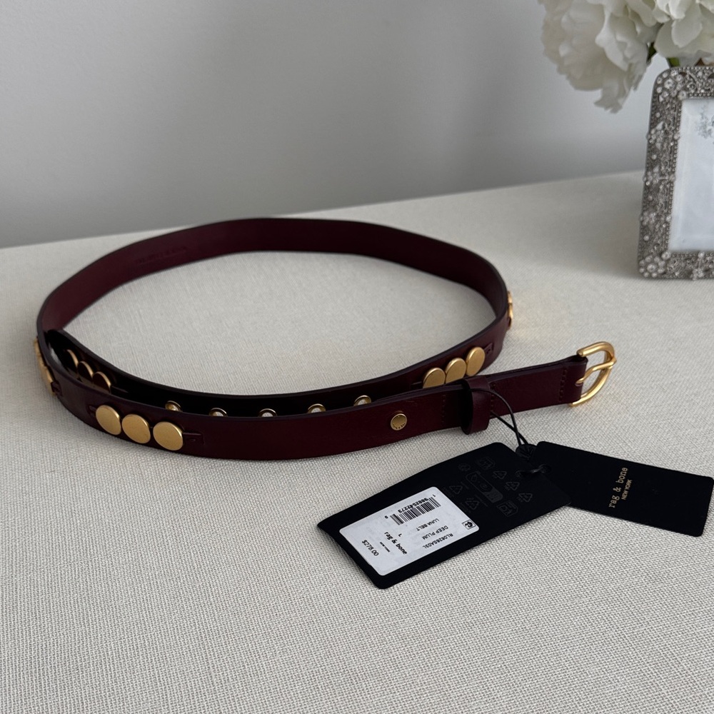 New Rag & Bone Luna Beaded Italian Leather Belt